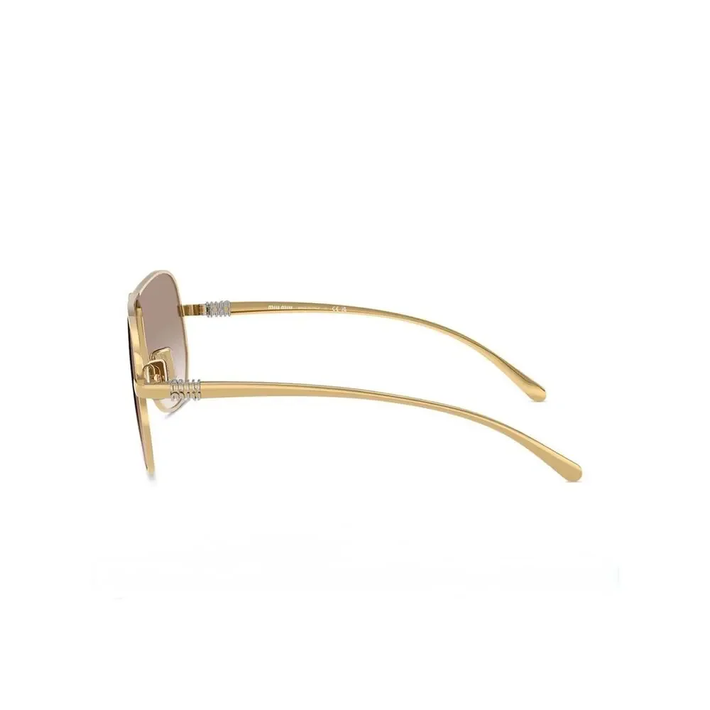 New Miu Miu MUA56S 5AK90L Gold Metal Frame Brown Gradient Pilot Sunglasses